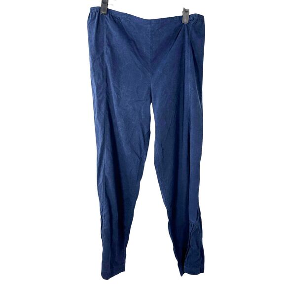 Citron Santa Monica Silk Linen Navy Blue Crop Pants Size Small - Picture 1 of 5